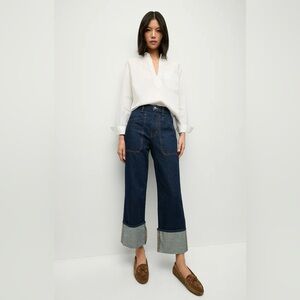 Veronica Beard Dylan Cuffed Cargo Straight Leg Jean